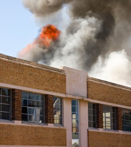 Industrial buidling on fire